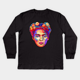 frida portrait high quality Kids Long Sleeve T-Shirt